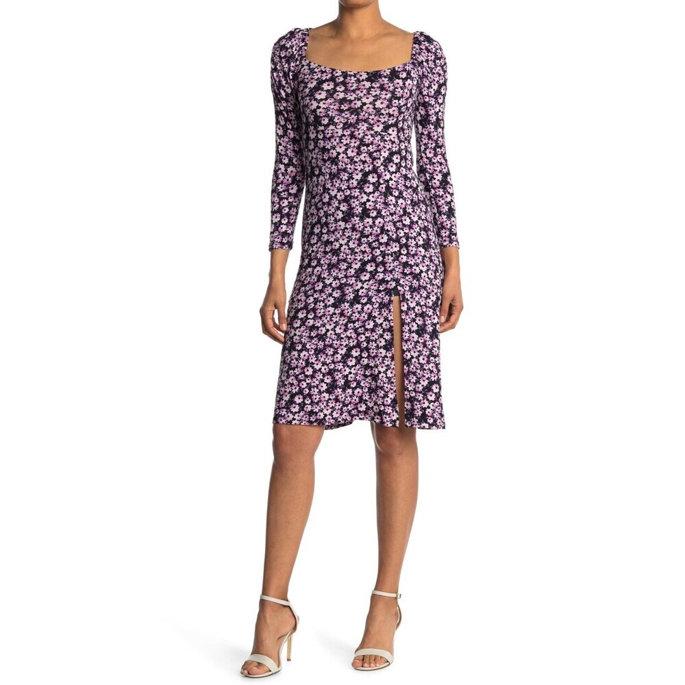 VELVET TORCH Puff Sleeve Bodycon Dress In Ditsy Floral Size M